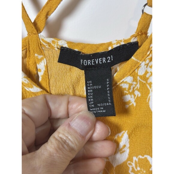 Forever 21 Yellow Floral Mini Sundress Small New Spaghetti Strap Fit And Flare - Picture 2 of 11